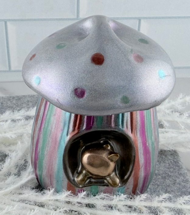Handmade Mushroom Nook Squirrel Jar - lid removed top