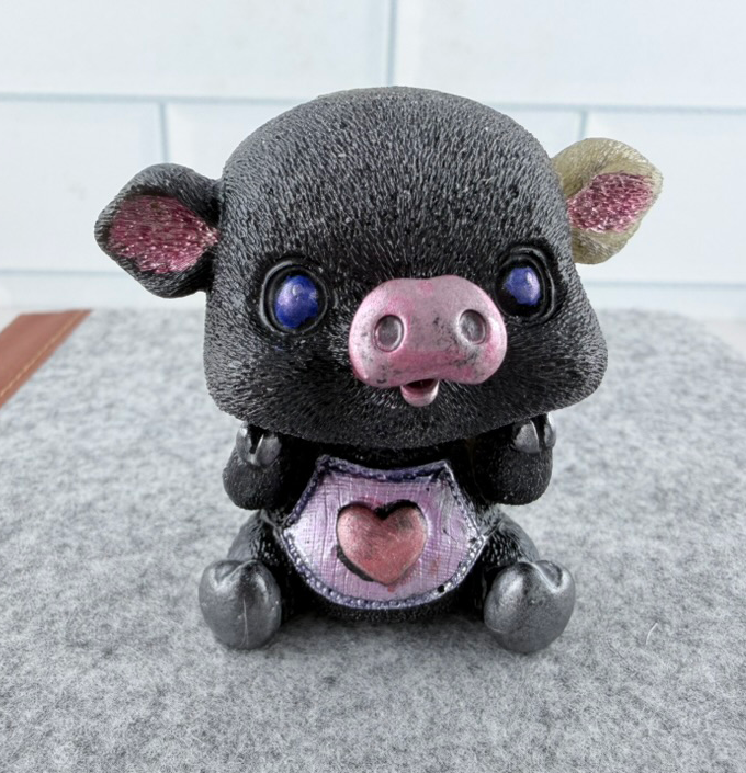 Handmade Epoxy Resin Piglet Figurine - top-down view