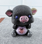 Handmade Epoxy Resin Piglet Figurine - top-down view