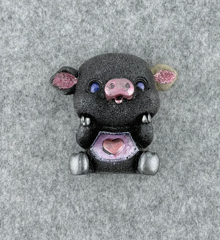 Handmade Epoxy Resin Piglet Figurine - front view