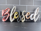 Close-up of colour swirls in the handmade resin sign