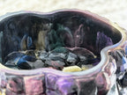 Open paw print trinket box showing the smoky purple resin interior